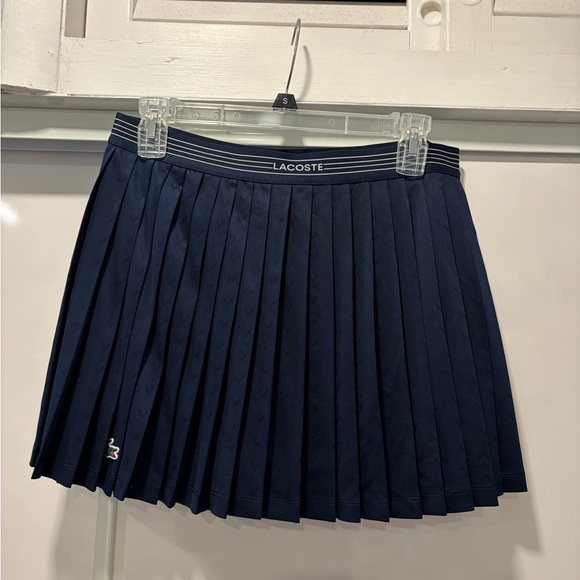 Lacoste Navy Pleated Athletic Tennis Skirt with Logo Waistband
